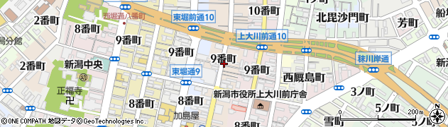 新潟県新潟市中央区本町通９番町周辺の地図