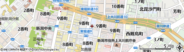 新潟県新潟市中央区東堀前通（９番町）周辺の地図