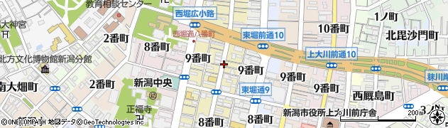 新潟県新潟市中央区古町通（９番町）周辺の地図