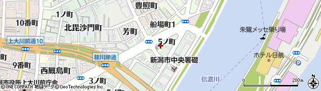新潟県新潟市中央区新島町通（５ノ町）周辺の地図