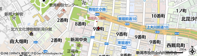 新潟県新潟市中央区西堀前通（９番町）周辺の地図