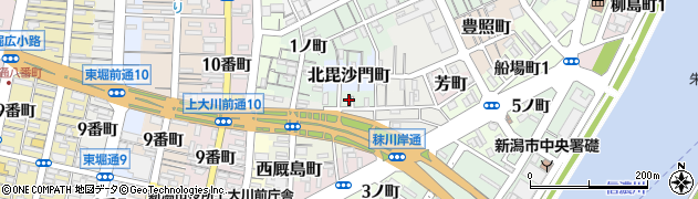 新潟県新潟市中央区南毘沙門町周辺の地図
