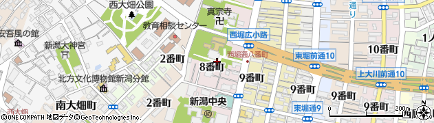 新潟県新潟市中央区西堀通（８番町）周辺の地図