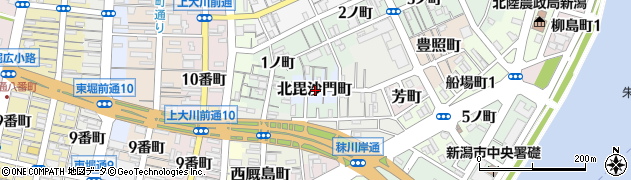 新潟県新潟市中央区北毘沙門町周辺の地図