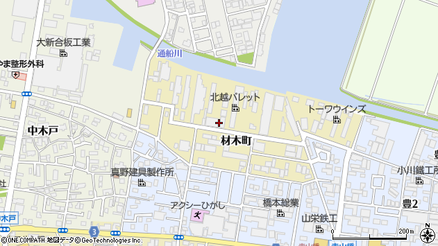 〒950-0811 新潟県新潟市東区材木町の地図
