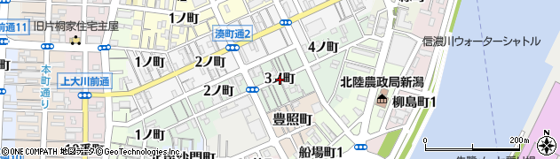 新潟県新潟市中央区東湊町通（３ノ町）周辺の地図
