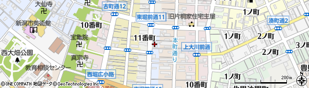 新潟県新潟市中央区東堀前通（１１番町）周辺の地図