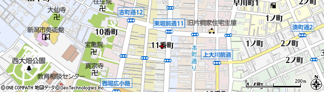 新潟県新潟市中央区東堀通（１１番町）周辺の地図