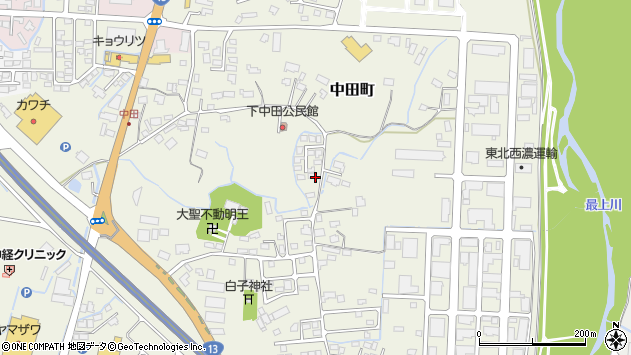 〒992-0011 山形県米沢市中田町の地図