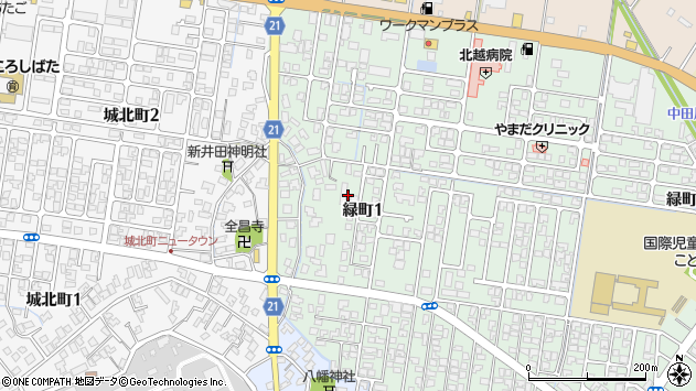 〒957-0018 新潟県新発田市緑町の地図
