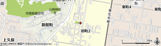 宮城県白石市田町周辺の地図