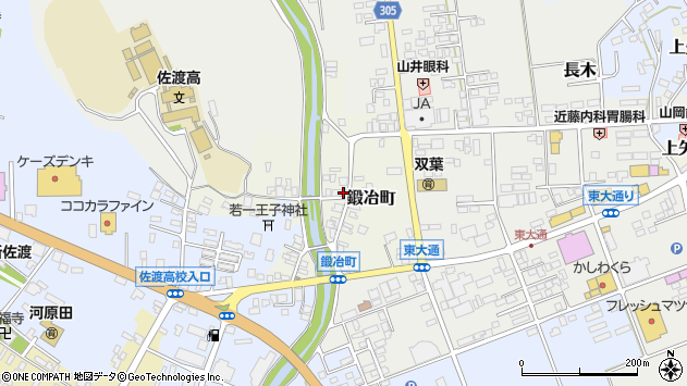 〒952-1323 新潟県佐渡市鍛冶町の地図