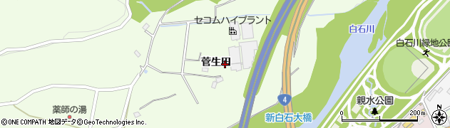 宮城県白石市福岡蔵本（菅生田）周辺の地図