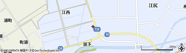 宮城県角田市江尻（江西）周辺の地図