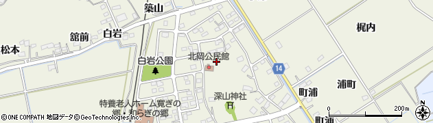 宮城県角田市岡駅前北周辺の地図