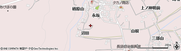 宮城県白石市福岡長袋（永坂）周辺の地図