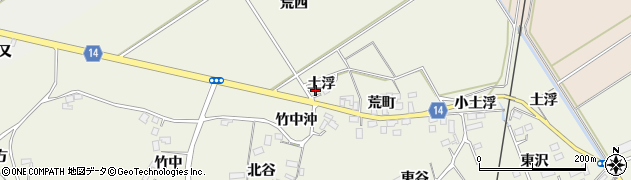宮城県角田市岡土浮周辺の地図