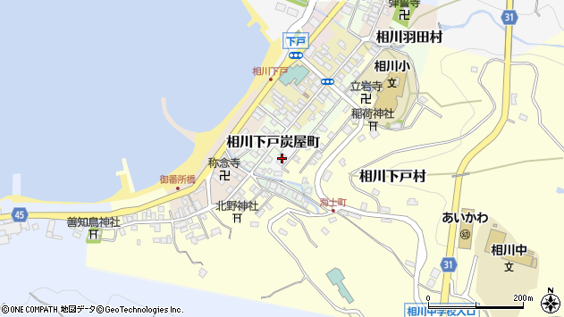 〒952-1573 新潟県佐渡市相川下戸炭屋裏町の地図