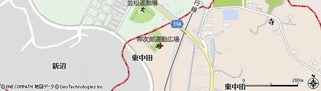 宮城県角田市神次郎（西中田）周辺の地図