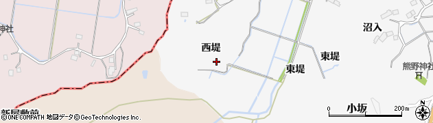 宮城県角田市小坂（西堤）周辺の地図