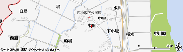 宮城県角田市小坂（中里）周辺の地図