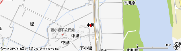 宮城県角田市小坂（水押）周辺の地図