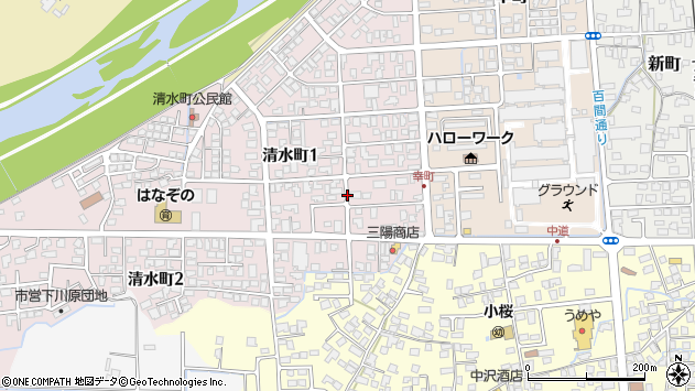 〒993-0054 山形県長井市清水町の地図