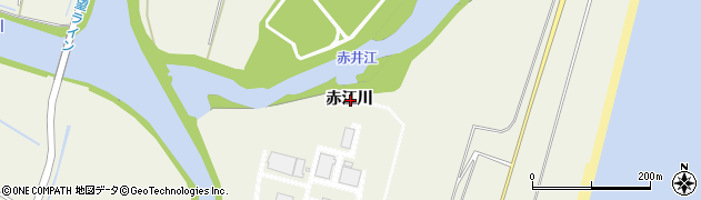 宮城県岩沼市下野郷赤江川周辺の地図