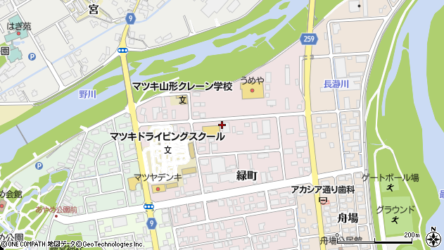 〒993-0081 山形県長井市緑町の地図