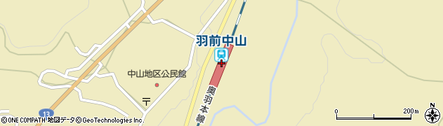 羽前中山駅周辺の地図