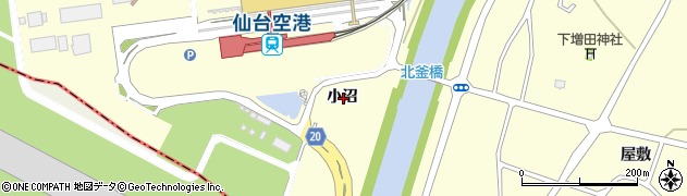 宮城県名取市下増田小沼周辺の地図