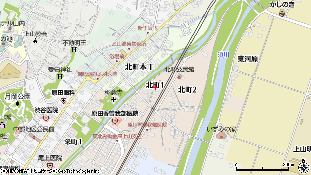 〒999-3131 山形県上山市北町の地図