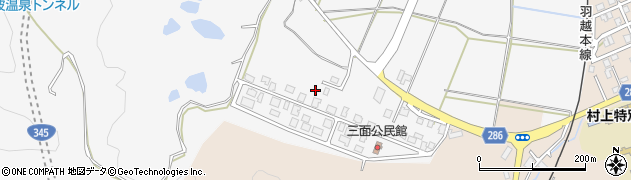 新潟県村上市松山（三面）周辺の地図