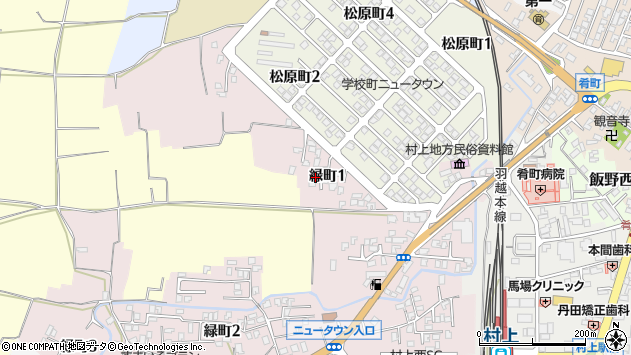 〒958-0033 新潟県村上市緑町の地図