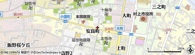 新潟県村上市安良町周辺の地図