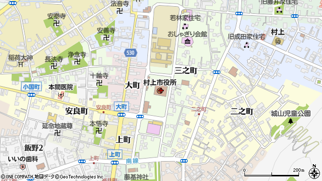 〒958-0000 新潟県村上市（以下に掲載がない場合）の地図