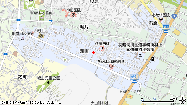 〒958-0834 新潟県村上市新町の地図