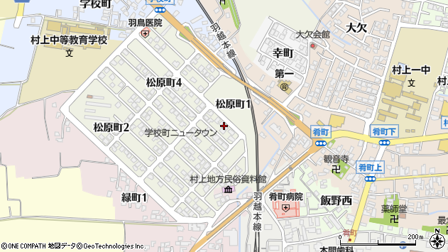 〒958-0032 新潟県村上市松原町の地図