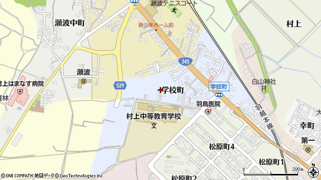 〒958-0031 新潟県村上市学校町の地図