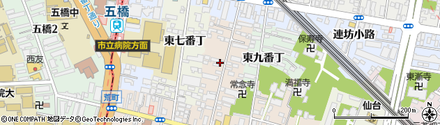 宮城県仙台市若林区東八番丁周辺の地図