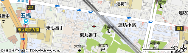 宮城県仙台市若林区東九番丁9周辺の地図