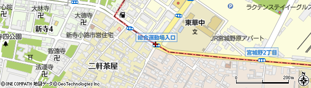 総合運動場入口周辺の地図