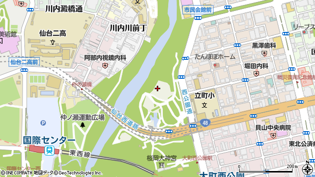 〒980-0823 宮城県仙台市青葉区桜ケ岡公園の地図