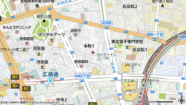 〒980-0014 宮城県仙台市青葉区本町の地図