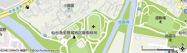 仙台港多賀城地区緩衝緑地陸上競技場周辺の地図