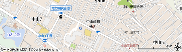 仙台中山郵便局周辺の地図