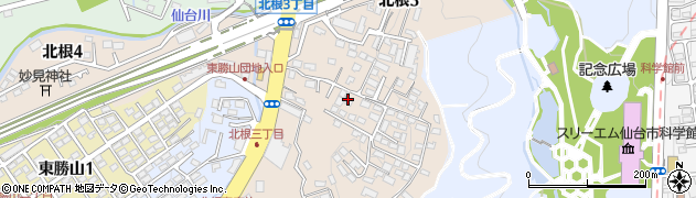 宮城県仙台市青葉区北根周辺の地図