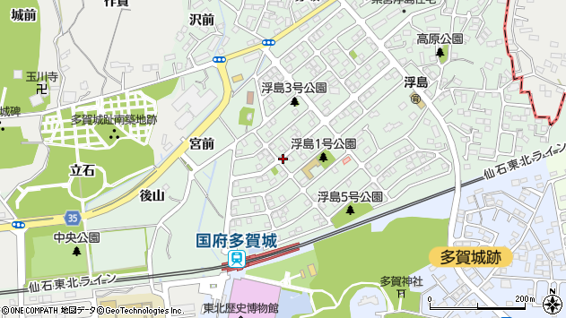 〒985-0861 宮城県多賀城市浮島の地図