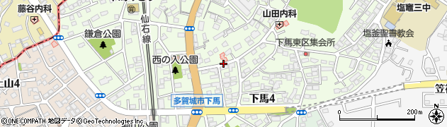 宮城県多賀城市下馬周辺の地図