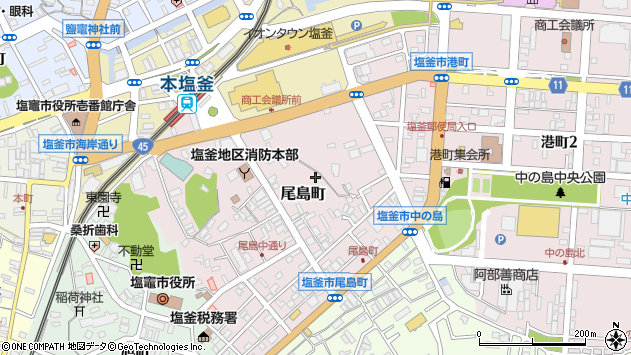 〒985-0021 宮城県塩竈市尾島町の地図
